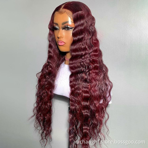 100% virgin brazilian 150 180 density HD lace front wigs highlight long deep wave human hair wigs for black women